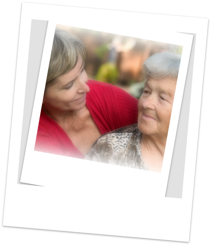 Red Older Lady and Daughter with frame